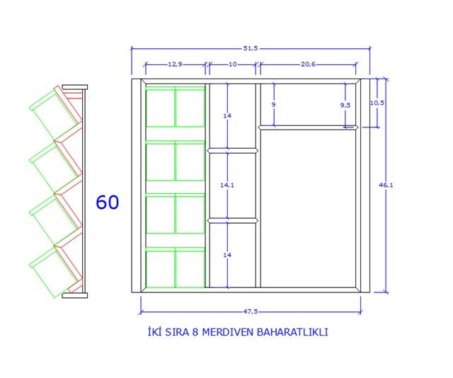 8 li Kayın Fonksiyonel Merdiven Basamak platformlu Kaşıklık - 3