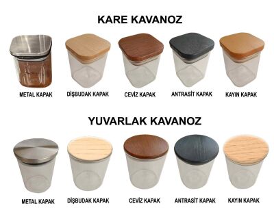 9 Adet Bambu Kapaklı Yuvarlak Cam Kavanoz (200ml) - 1