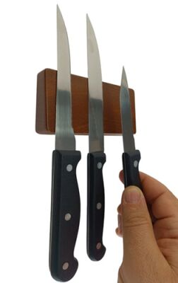 Duvara Monte Mıknatıslı Bıçaklık 3 lü Ceviz - 1